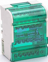 ШН103-4-07-100 Кросс-модуль на DIN-рейку 4х7 групп, 100А DEKraft. Вид 1