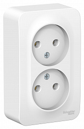 Розетка двойная, О/У без зазем. без штор., монт.пл., 16А, 250В (белый) Blanca Systeme Electric. Вид 1