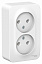 Розетка двойная, О/У без зазем. без штор., монт.пл., 16А, 250В (белый) Blanca Systeme Electric. Вид 1.