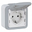Розетка 2К+З, 16А немецкий стандарт (серый) IP55 Plexo Legrand. Вид 1.