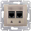 Розетка компьют., RJ45, двойн., кат. 6, экран. stp, с пруж. заж. (титан) Sedna Schneider Electric. Вид 1.