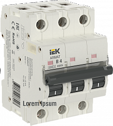 M06N Автоматический выключатель 3-полюсный, 4А, 6kA (хар-ка B) ИЭК. Вид 1