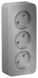 Розетка тройная без заземления без шторок, О/У изол.пл., 16А, 250В (алюминий) Blanca Systeme Electric. Вид 1