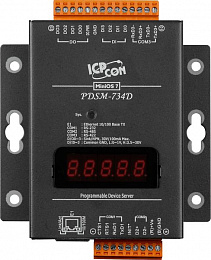 Программируемый сервер устройств: 1хRS-232, 1хRS-485, 1хRS-422, 4хDI и 4xDO, LED-дисплей, металлический корпус ICP DAS. Вид 1