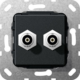 Розетка 2xBNC (черный) System 55 Gira. Вид 1