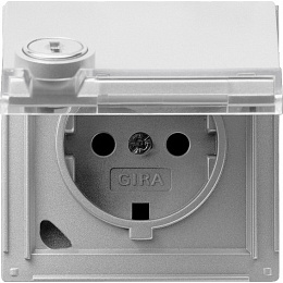 Розетка с заземлением, с крышкой (алюминий) TX_44 Gira. Вид 1