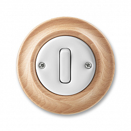 3559K-C07345 50 Переключатель перекрёстный одноклавишный белый фарфор / натуральное дерево бук Decento ABB. Вид 1