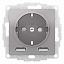 Розетка 16А c 2 USB A+A, 5В/2,4А, 2х5В/1,2А, механизм (алюминий) Atlas Design Systeme Electric. Вид 1.