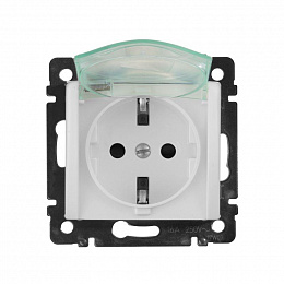 Розетка 2К+З нем.ст. с крышкой и защитными шторками IP44 (белый) Valena Legrand. Вид 1