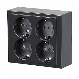 404EA-81 Розетка накладного монтажа, Schuko 4 поста, Impressivo, антрацит ABB. Вид 1