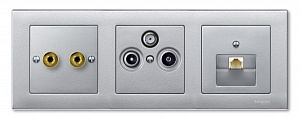 Центральная плата TV/FM, х2, х3 (алюминий) Merten Schneider Electric. Вид 1
