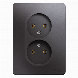 Розетка двойная без заземления,16А, 250В, в сборе (графит) Glossa Systeme Electric. Вид 1