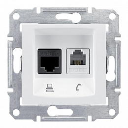 Розетка телефонная/компьютерная RJ45 кат.6 UTP (белый) Sedna Schneider Electric. Вид 1