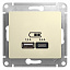 Розетка USB A+С, 5В/2,4А, 2х5В/1,2 А, механизм (бежевый) Glossa Systeme Electric. Вид 1.