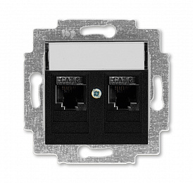 5014H-A61018 63W Розетка компьютерная, 2хRJ45 кат.6, Levit, антрацит ABB. Вид 1