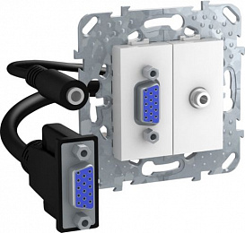Розетка HD15+minijack (белый) Unica Schneider Electric. Вид 1