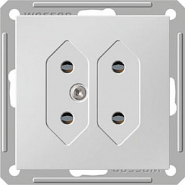 Розетка двойная под плоские вилки, 6а, механизм (белый) Wessen 59 Schneider Electric. Вид 1