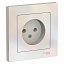 Розетка без заземления, 16А, в сборе (жемчуг) Atlas Design Systeme Electric. Вид 1.