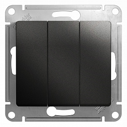 Выключатель 3-клавишный, сх.3, 10АХ, механизм (антрацит) Glossa Systeme Electric. Вид 1