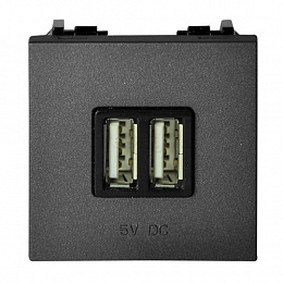 N2285 AN Механизм USB зарядного устройства, 2М, 2х750 мА / 1х1500 мА (антрацит) Zenit ABB. Вид 1