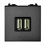 N2285 AN Механизм USB зарядного устройства, 2М, 2х750 мА / 1х1500 мА (антрацит) Zenit ABB. Вид 1.