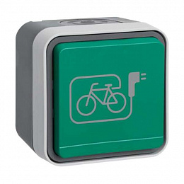 Розетка с зелёной откидной крышкой, символом «E-Bike», IP55 (серый) W.1 Berker. Вид 1