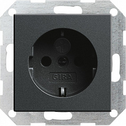 Розетка с заземлением, со шторками (антрацит) System 55 Gira. Вид 1