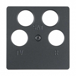 Накладка для антенной розетки, 4 отверстия (антрацитовый, матовый) Berker. Вид 1