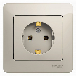 Розетка с заземлением,16А, 250В, в сборе (молочный) Glossa Systeme Electric. Вид 1