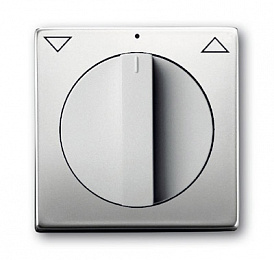 1740-866 Плата центральная с поворотной ручкой, с маркировкой, для механизма выключателя жалюзи 2712/2713 U и 2722/2723 U, серия pur/сталь ABB. Вид 1