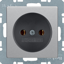 Розетка без заземления (алюминиевый, бархатный лак) Q.1/Q.3 Berker. Вид 1