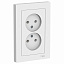 Розетка двойная без заземления,16А, в сборе, (белый) Atlas Design Systeme Electric. Вид 1.
