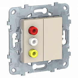 Розетка 3 RCA (бежевый) Unica New Schneider Electric. Вид 1