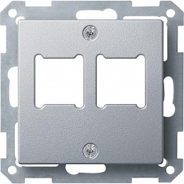 Центральная плата для розетки RJ11/RJ45,2поста, qf sm (алюминий) Merten Schneider Electric. Вид 1
