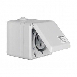 Розетка CEE, с 3 полюсами, 32 А, с откидной крышкой, о/у Berker. Вид 1