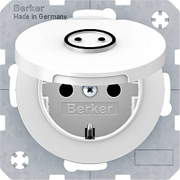 Розетка с откидной крышкой и выступающим символом (полярная белизна) R.1/R.3 Berker. Вид 1