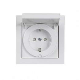 20EUJW-84 Розетка SCHUKO с заземлением, 16А / 250В, зажимные клеммы, серия Impressivo, белый, IP44 АВВ. Вид 1