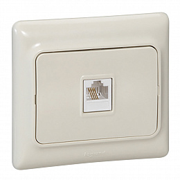 Розетка телефонная, RJ11, безвинтовой коннектор (сл. кость) Legrand. Вид 1