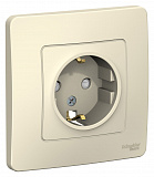 Розетка с заземлением со шторками, С/У, 16А, 250В, в сборе (молочный) Blanca Systeme Electric
