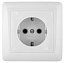 Розетка с заземлением, со шторками, О/У, монт. пл.16А 250В (слоновая кость) Прима Systeme Electric. Вид 1.