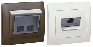 Накладка для 2-ой TF и 1-2ой компьютерных розеток (dark bronze) Galea Life Legrand. Вид 1