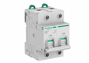 Автоматический выключатель (27мм) 2-полюсный, 100A, 10kA (хар-ка C) Systeme9 Systeme Electric. Вид 1