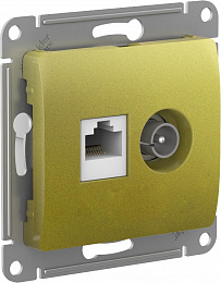 Розетка двойная TV + компьютерная RJ45, кат. 5Е, механизм (фисташковый) Glossa Systeme Electric. Вид 1