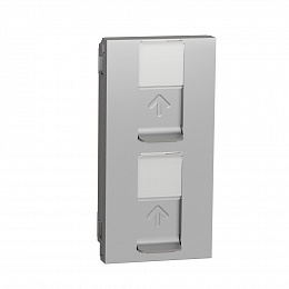 Лицевая панель для Keystone/Systimax RJ45, 4 мод., со шт., с пол д/надп.,прям. (алюминий) Unica Schneider Electric. Вид 1