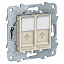 Розетка компьютерная, RJ45, двойная, кат. 6 utp (бежевый) Unica New Schneider Electric. Вид 1.