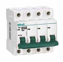 ВА-103 Автоматический выключатель 4-полюсный, 6А, 6kА (хар-ка С) DEKraft. Вид 1