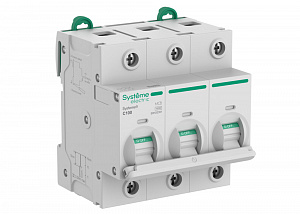 Автоматический выключатель (27мм) 3-полюсный, 100A, 10kA (хар-ка C) Systeme9 Systeme Electric. Вид 1