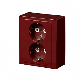 402EA-02 Розетка Double Shuko 16А 230В накладная Impressivo, красная R3011 ABB. Вид 1