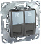 Розетка компьютерная 2хRJ45 кат.5Е с полем для надписи (графит) Unica Top Schneider Electric. Вид 1.
