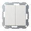 Выключатель 2-клавишный кнопочный (белый матовый) System 55 Gira. Вид 1.